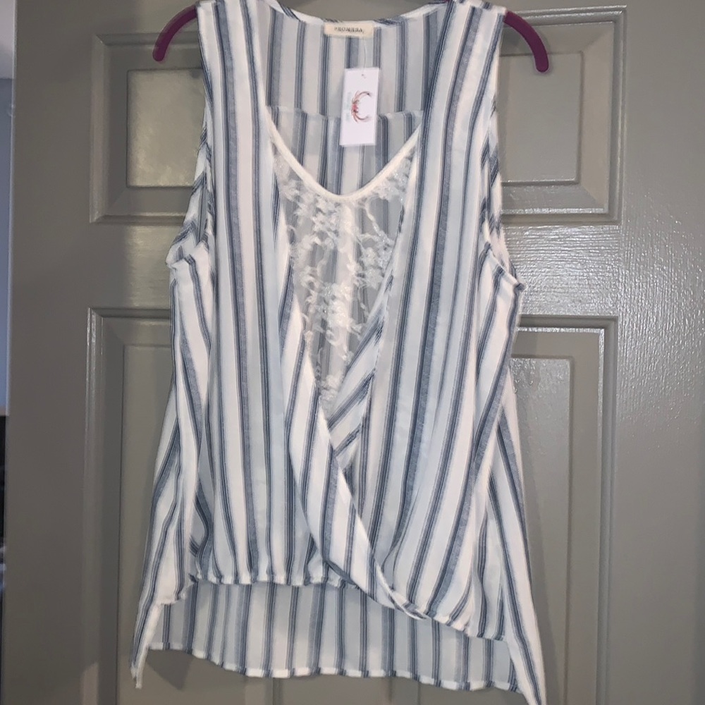 Brand new sleeveless top with lace insert detail